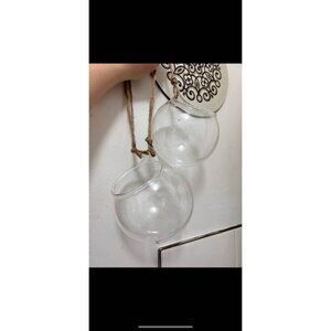 Set of Vintage Inspired Hanging Glass Bubble Planters  Globe Wall/Window Planter